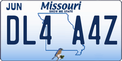 MO license plate DL4A4Z