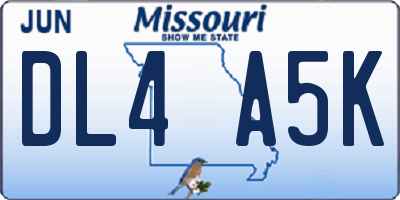MO license plate DL4A5K