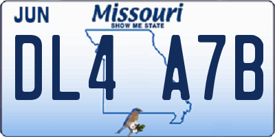 MO license plate DL4A7B
