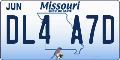 MO license plate DL4A7D