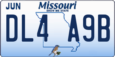 MO license plate DL4A9B