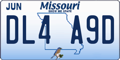 MO license plate DL4A9D