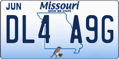 MO license plate DL4A9G