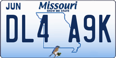 MO license plate DL4A9K
