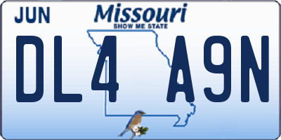 MO license plate DL4A9N