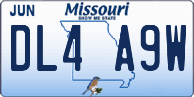 MO license plate DL4A9W