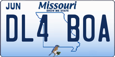 MO license plate DL4B0A