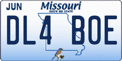 MO license plate DL4B0E