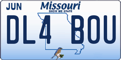 MO license plate DL4B0U