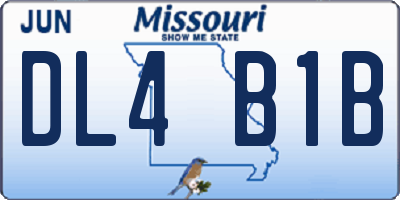 MO license plate DL4B1B