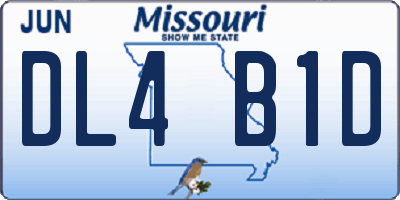 MO license plate DL4B1D