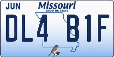 MO license plate DL4B1F