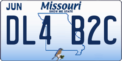 MO license plate DL4B2C