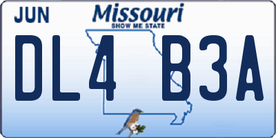 MO license plate DL4B3A