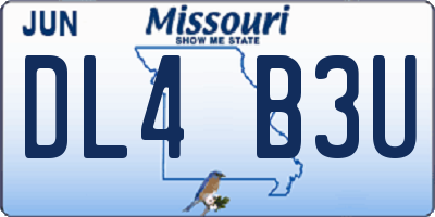 MO license plate DL4B3U