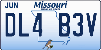 MO license plate DL4B3V
