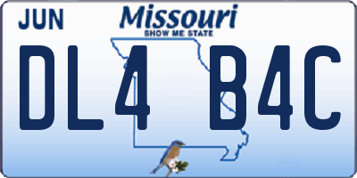 MO license plate DL4B4C