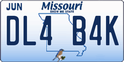 MO license plate DL4B4K