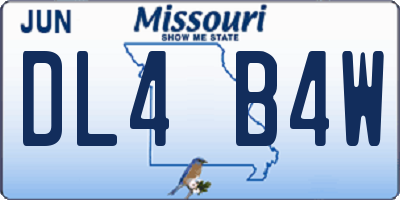 MO license plate DL4B4W