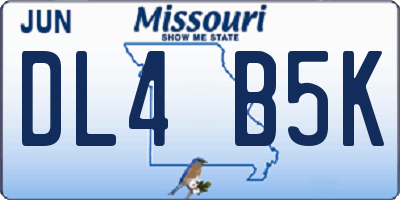 MO license plate DL4B5K