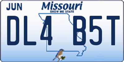 MO license plate DL4B5T