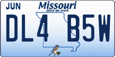 MO license plate DL4B5W