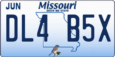 MO license plate DL4B5X