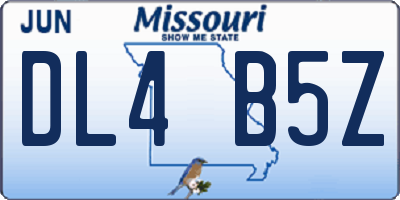 MO license plate DL4B5Z