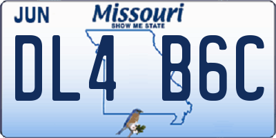 MO license plate DL4B6C