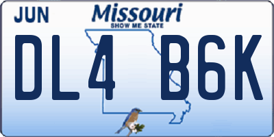 MO license plate DL4B6K