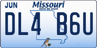 MO license plate DL4B6U