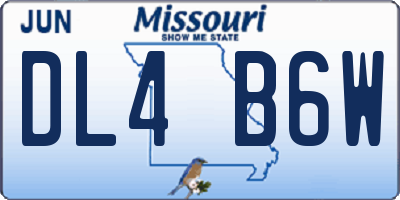 MO license plate DL4B6W