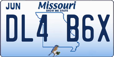MO license plate DL4B6X