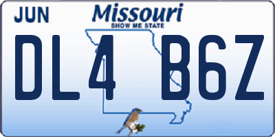 MO license plate DL4B6Z