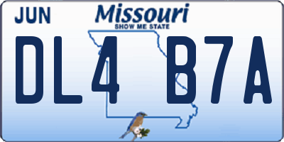 MO license plate DL4B7A