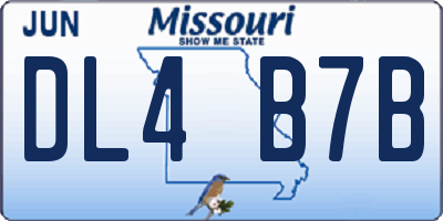 MO license plate DL4B7B