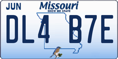 MO license plate DL4B7E