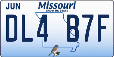 MO license plate DL4B7F