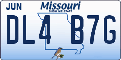 MO license plate DL4B7G