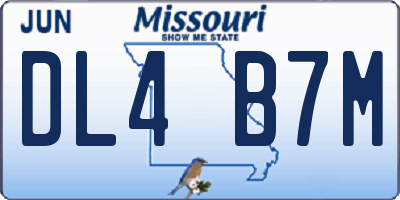 MO license plate DL4B7M
