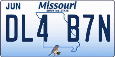 MO license plate DL4B7N