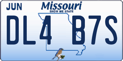 MO license plate DL4B7S