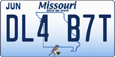 MO license plate DL4B7T