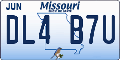 MO license plate DL4B7U