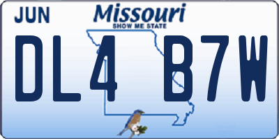 MO license plate DL4B7W