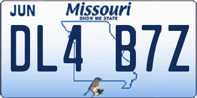 MO license plate DL4B7Z