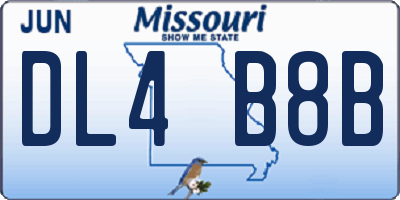 MO license plate DL4B8B