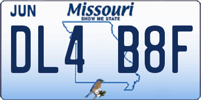 MO license plate DL4B8F