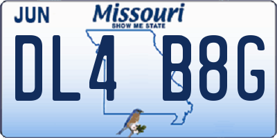 MO license plate DL4B8G