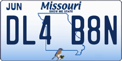 MO license plate DL4B8N